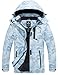 Wantdo Damen Berg Wandern Jacke Outdoor Windproof Skijacke wasserdichte Windbreaker Jacke Kapuzen Warm Gefüttert Mantel Hellblau M