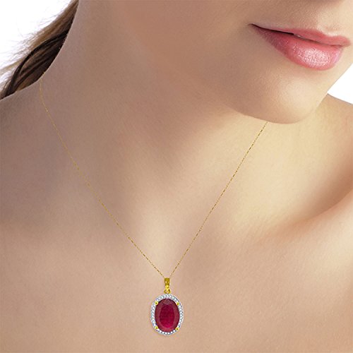 Galaxy Gold Gg 14K 22" Solid Yellow Gold Necklace 7.93 Ct Oval-Shaped Ruby Diamonds Pendant #TOP2