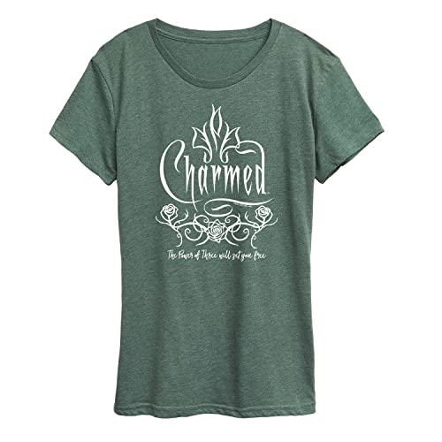 HYBRID APPAREL - Charmed - The Power of Three Will Set You Free - Women's Short Sleeve Graphic V-Neck T-Shirt - Size X-Large