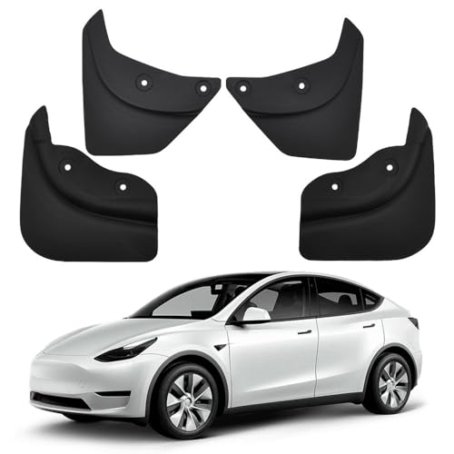 Image of JSCARLIFE T-esla Model Y 2021-2024 Mud Flaps Kit - OEM Fit No-Drill Splash Guards (4PC) | TPE Thermoplastic, Enhanced Stability Design, Moulded Full Protection Set Splash Mud Guards
