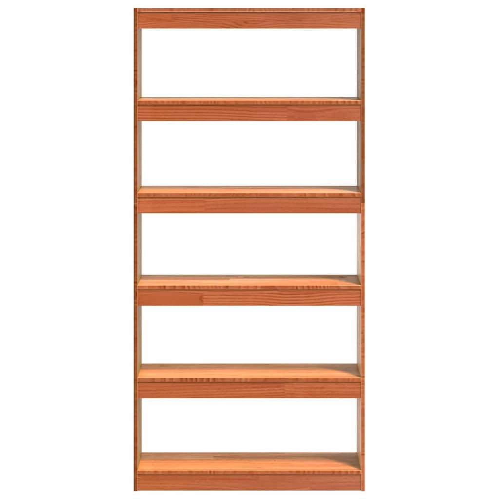 Libreria marrone cerato, 80 x 30 x 167,5 cm, in legno di pino massiccio, con 5 ripiani, per soggiorno, ufficio e cameretta dei bambini, contenitore rustico per libri, documenti, decorazione