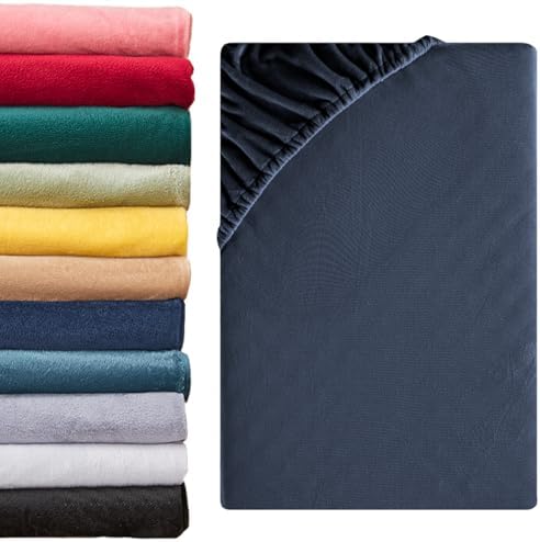 Beqnat Spannbettlaken 180x200cm - 200x200cm Winter Teddy Plüsch Bettlaken Flauschig Fleece Spannbetttuch Cashmere Touch Kuschelig Spannleintuch | Farbe: Blau