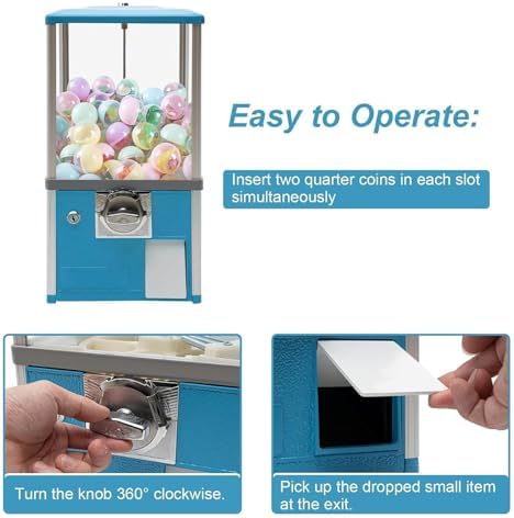 Commercial Coin-Operated Capsule Vending Machine - Gumball Dispenser for 1.77-1.97" Balls, Twister Ball Toy & Candy, Secure Lock with 4 Keys, Green Color