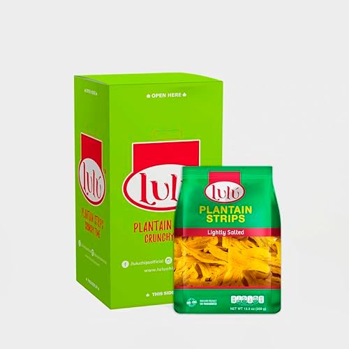 LULU Plantain Strips - Lightly Salted, 2 Pack (12 OZ Each) - Crunchy, Delicious, Gluten-Free Healthy Snacks - No Preservatives or Artificial Colors - Sustainably Sourced Plantain Chips
