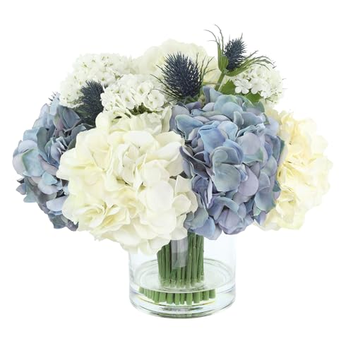 Creative Displays Classic Hydrangea Arrangement with Thistle and Viburnum, 14"