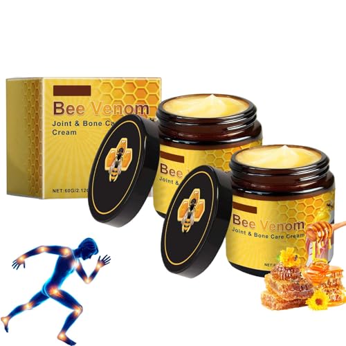 EONFAVE Bienengift Gelenkcreme, 2 Stück Bienengiftsalbe, Bee Venom Bienengift Creme, Natürlich Bienengiftsalbe Joint Gel, Deep Nourishment Beruhigend, Sanft Pflegend, für Rücken, Nacken, Knie (120G)