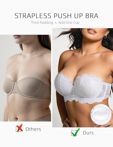 Image of Strapless Push Up Bra Heavily Padded Add Cup Balcony Multiway Bras