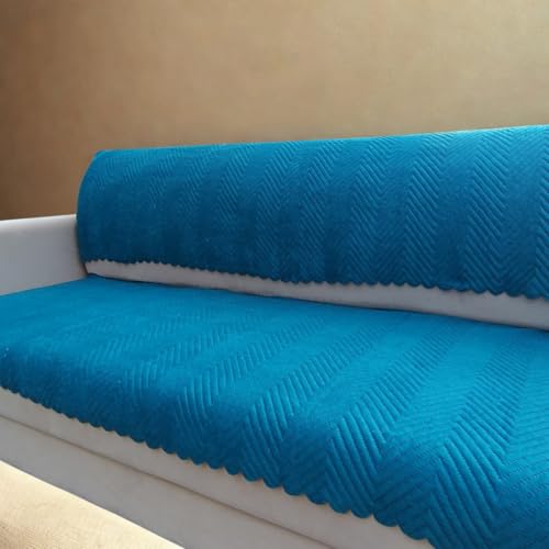 Image of Homerz Premium Velvet Sofa Cover Panel | Soft & Velvety Fabric | Rich Vibrant Colours | Sofa Protector for Living Room (Teal, 7 (3+2=2) Seater, Seat Cover with Backrest)