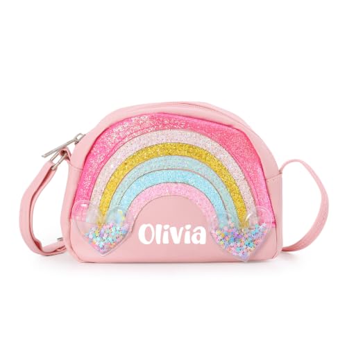 Image of Personalized Purse, Rainbow Glitter Custom Name Crossbody Bag
