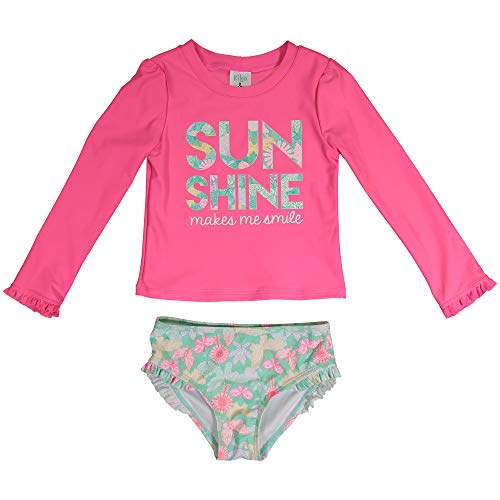 Image of KIKO & MAX Girls Swim Suit Set with Long Sleeve Rashguard Swim Shirt