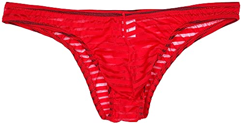 COMLIFE Men's Striped Mini Bikini Triangle Panties Low Rise Ice Silk Breathable Briefs Underwear3