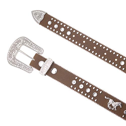 Nocona Girl's Running Horse Conchos Belt, Medium Brown Distressed, 28 #TOP1