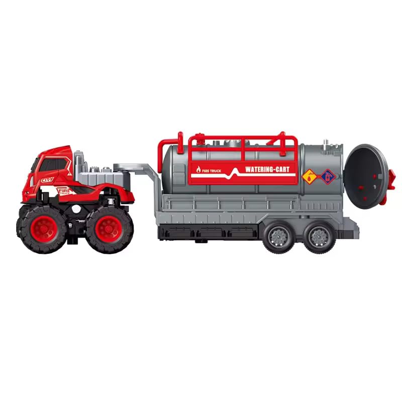 Image of Friction Powered Fire Rescue Truck Toy for Boys Girls Kids Watering Cart Trailer 1:43 Die cast Alloy Fire Water Tanker Miniature Truck Pull Back Vehicle Gift (Pack of 1, Multicolor)