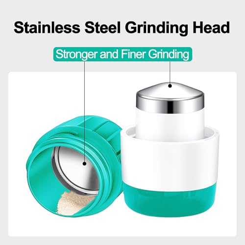 Image of DUBSTAR 3-in-1 Pill Crusher Pill Grinder, Pill Crusher Fine Powder with Brush, Pill Crushers for Elderly with Pill Cutter and Storage, Pill Cutter Splitter for Small or Large Pills (Green)