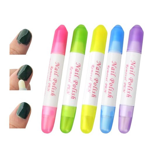 5 Pack Nail Polish Corrector Pens with 15 Replacement Tips, Reusable Manicure Remover Pen, Nail Art Edge Cleaning Pen, Nail Polish Remover Pens, Manicure Correction Pens, Nail Varnish Remover Pens