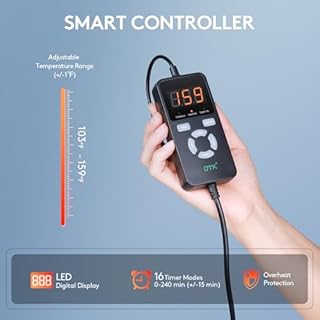 UTK Jade Infrared Pad Wrap, Far Infrared Heating Flexible Wraps for Wrist Elbow Leg and Arm - 47 X 2.4" with 8 Jade Stones, Auto-Off and Overheating Protection Function Black