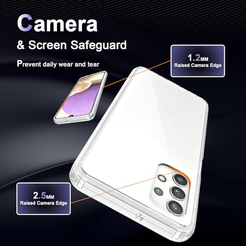 Image of Case for Samsung Galaxy A32 5G, Military Grade Drop Protection Phone Case, Yellowing Resistant, Anti-Scratch Hard PC Back, Shockproof Hard Ultra-Thin Protective Cover, Clear