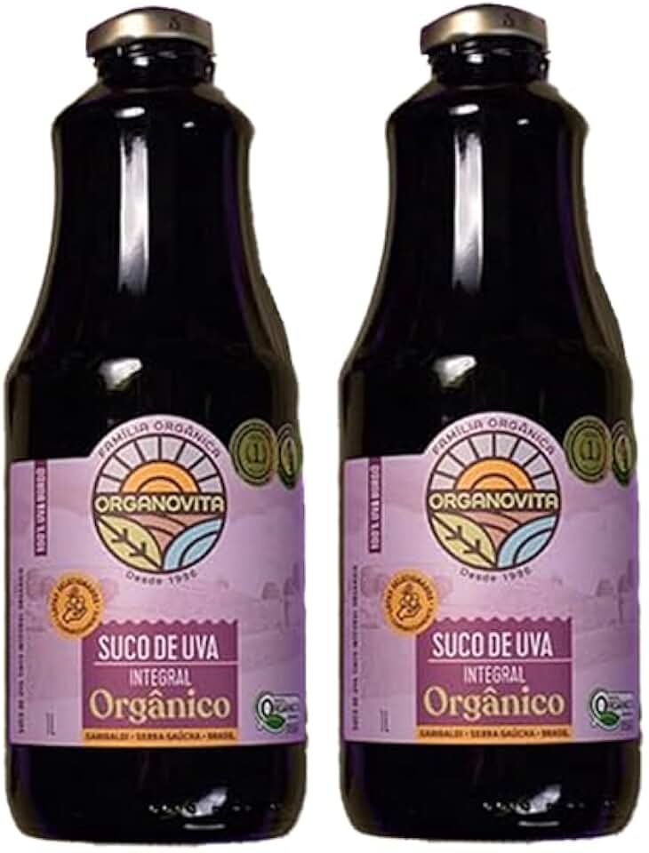 Kit 2X: Suco de Uva Bordô Integral Orgânico Organovita 1L