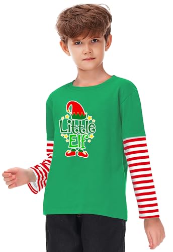 Image of Remimi Unisex Kids Christmas Long Sleeve Shirt Xmas Print Stripe Shirts 2-12 Years