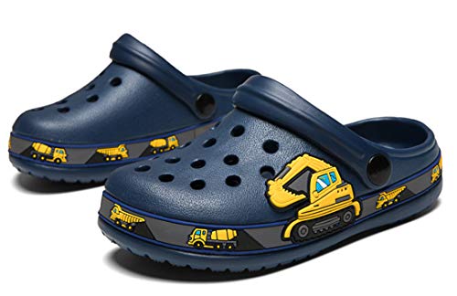 Folhaoth SLFBA-KDX08-DEEPBLUE-24 Little Kids Clogs Cute Cartoon Boys Girls Garden Clogs Toddlers Non-Slip Breathable Slides Sandals Children Lightweight Slip-On Beach Pool Shower Slippers Deepblue thumb #1