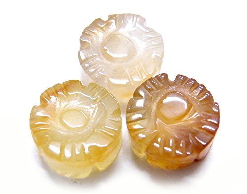 【天然石/デザインビーズ】 カーネリアン:花型:12mm 3個入り 色見計い 【パワーストーン】【パーツ】cane-f12のサムネイル