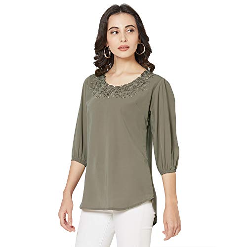 Image of GO-4 IT Women's Top with Cutwork Embroidery in Neck