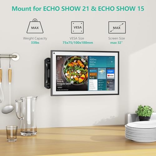 image for WALI Mount for Echo Show 21, Echo Show 15, Adjustable Wall Mounting Br