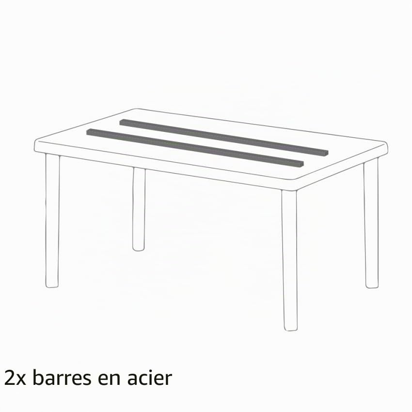 Table rectangulaire et 6 chaises Poly rotin resine Ensemble Bar cafè Exterieur 150x90 Beige Marion