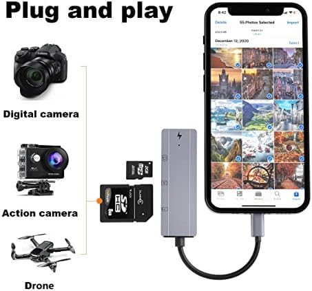 SD Memory Card Reader for iPhone, TargetGo USB Camera Adapter for iPad, USB Female OTG Data Sync Cable Adapter for iPad Support Camera, Card Reader, USB Flash Drive, Mouse, Keyboard, MIDI