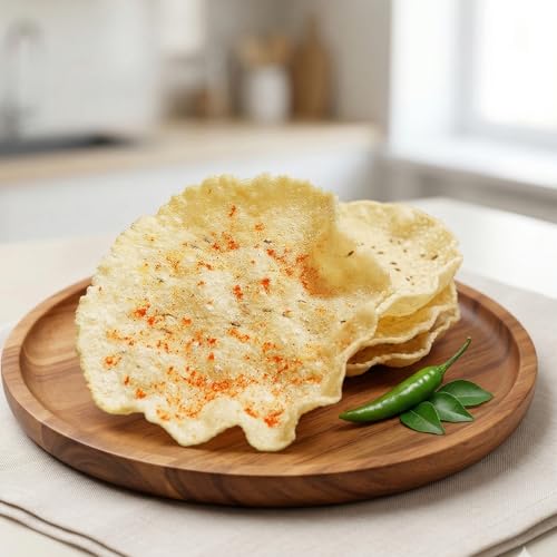 Image of Ahuja Mart Rice Papad Fresh Khichiya Papad | Ready to Fry papad fryums | Hexagonal Appalam Akki Happala Fryum With Tastemaker | 500GM | Ready To Fry Chawal Ke Papad Fryums papad