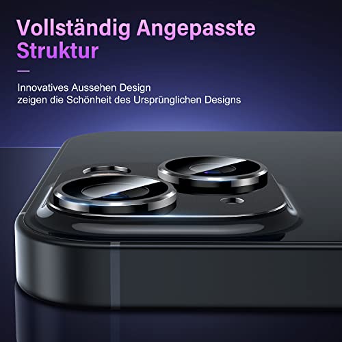 Image of Uyiton for iPhone 14 /iPhone 14 Plus Camera Lens Protector, [Not for iPhone 14 Pro /14 Pro Max][Drop Protection] 9H Tempered Glass Camera Cover Screen Metal Ring Case Friendly Scratch Resistant - Black