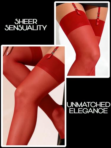 Image of Charm and Attitude Thigh High Stockings for Women | Sheer Stockings for Garter Belt | Classic Nylons Pantyhose