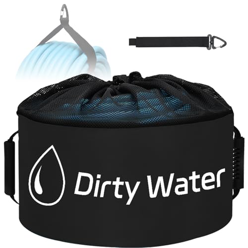 Nilight 1 Pack RV Sewer Hose Storage Bag, Waterproof Black Bags with Drawstring Mesh Top RV Storage & Organization Bags Container for Sewer Fresh Water Hoses Electrical Cords Camper Tools Accessories