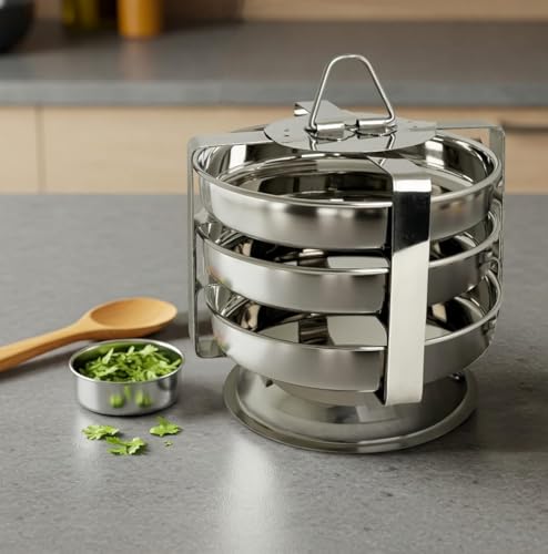 Image of Premium Quality Stainless Steel Thattu Idli Maker Stand with 3 Plates (6 inch) | Fits Most Cookers & Steamers | Ideal for Thattu Idli, Momos, Dhokla & Dumplings