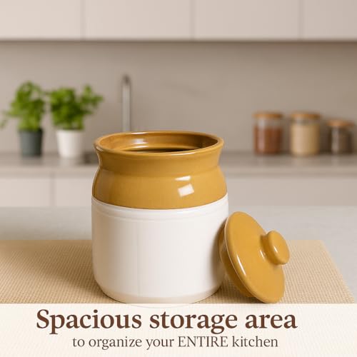 Image of Ceramic Multipurpose Jar - 1000 Ml, 1 Piece, White Espresso