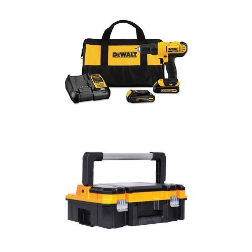 Dewalt DCD771C2 20V MAX Cordless Lithium-Ion 1/2 inch Compact Drill Driver Kit with TSTAK I Long Handle Toolbox Organizer