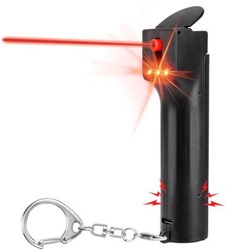 3-in-1 Personal Safety Alarm for Women Self Defence Keychain with Pepper Spray Function, Defense Key Chain, Gel Canister Refillable, Extra Loud Siren, Strobe Lights, Travel Emergency Safe Protection