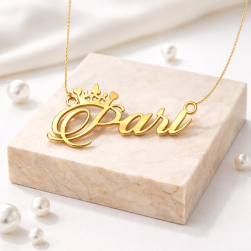 Image of Pari Cursive Gold & Silver Name Pendant Necklace, Best Jewelry Gift for Girls.