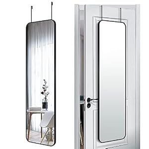 47×14 Mirror Rectangle Full Body Length Door Hanging Wall Mounted Metal Aluminum Alloy Frame Dressing Make-up Mirrors for Entryway Bedroom Bathroom Living Room 47 14 inch Black