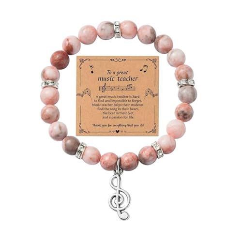 KummerSaprk Braccialetto in pelle con chitarra per gli uomini braccialetto musicale regalo insegnante gioielli musicali per gli amanti della musica, Pietra, Nessuna pietra preziosa