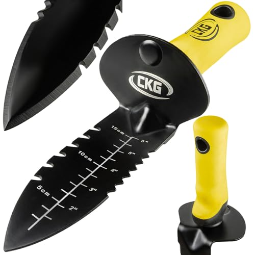 CKG Metal Detector Shovel,Heavy Duty Double Serrated Edge Digger-Detecting Digging Tool with Sheath Knife for Gardening Trowel Hunting Camping,Weeding,Planting & Treasure Hunting,Black by CKG - Used condition - US$22.90