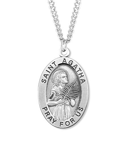+ BERTOF SAINT AGATHA STERLING SILVER BERTOF Medal 7/8" Oval With Chain & Copyrighted Paul Herbert Blessing SILPATRON Series