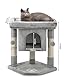 lionto Kratzbaum für Katzen mit Höhle & 2 Plüschballen inkl. Glöckchen, Höhe 60 cm, Katzenbaum mit robustem Sisalseil & weichem Plüsch, gemütliche Liegefläche, für kleine & große Katzen, hellgrau
