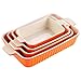 Produktbild MALACASA, Serie Bake.Bake, 4er Set Porzellan Backform Kuchenform Brotbackform Back Schäle Auflaufform Ofenform Teller Suppenteller in 4 Größe Orange