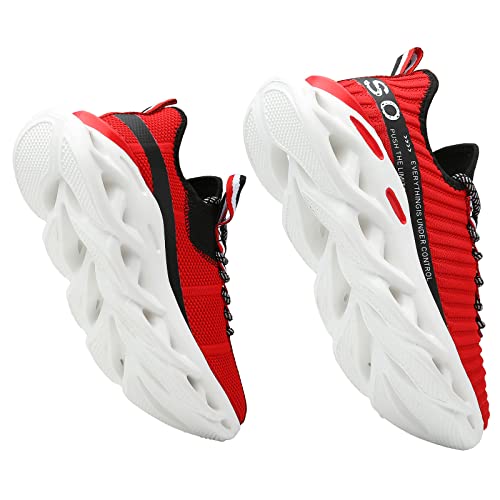 Fushiton Men’s Walking Shoes Fashion Sneakers Jogging Running Shoes Breathable Mesh Upper Tennis Shoes Lightweight Casual Sneakers Red #TOP7
