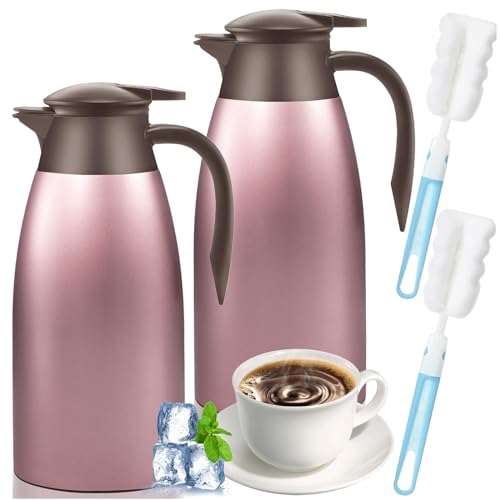 2 Pcs 68 oz Thermal Coffee Carafe Insulated Stainless Steel Coffee Carafe for Hot Liquids Vacuum Thermal Pot Creamer Carafe Dispenser with Brushes Keeping Hot 12 Hours (Rose Red) by Vivaplex - Image 9