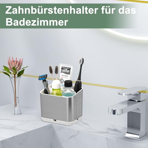 Badezimmer Organizer Zahnbürste, Abnehmbarer Elektrische Zahnbürste Ständer 4 Fächer, Familie Zahnbürstenhalter mit Abtropf, Kompakt Elektrische Zahnbürste Aufbewahrung für Zahnpasta Organizer 2