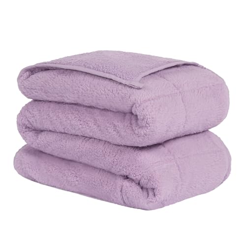OHS 3kg Heavy Weighted Blanket,Teddy Fleece Reversible Super Soft Weighted Blanket Calming Stress Gift for WomenSleep Therapy Anxiety Relief,Purple-150x100cm(Disclaimer:Only suitable for age 3+years)