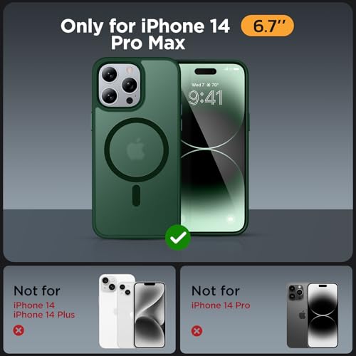 Image of Miracase Magnetic Series Designed for iPhone 14 Pro Max Case [Compatible with MagSafe] [with 2X Screen Protectors] Anti-Fingerprint, Magnetic Phone Case for iPhone 14 Pro Max 6.7 inch - Dark Green