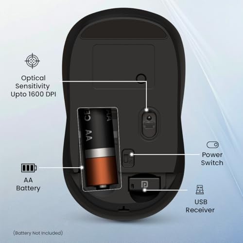 Image of Portronics Toad 34 Wireless Mouse with 2.4 GHz Wireless, Adjustable Sensitivity, USB Receiver, Ergonomic Design, for Laptops, Desktops PC, Mac (Black)